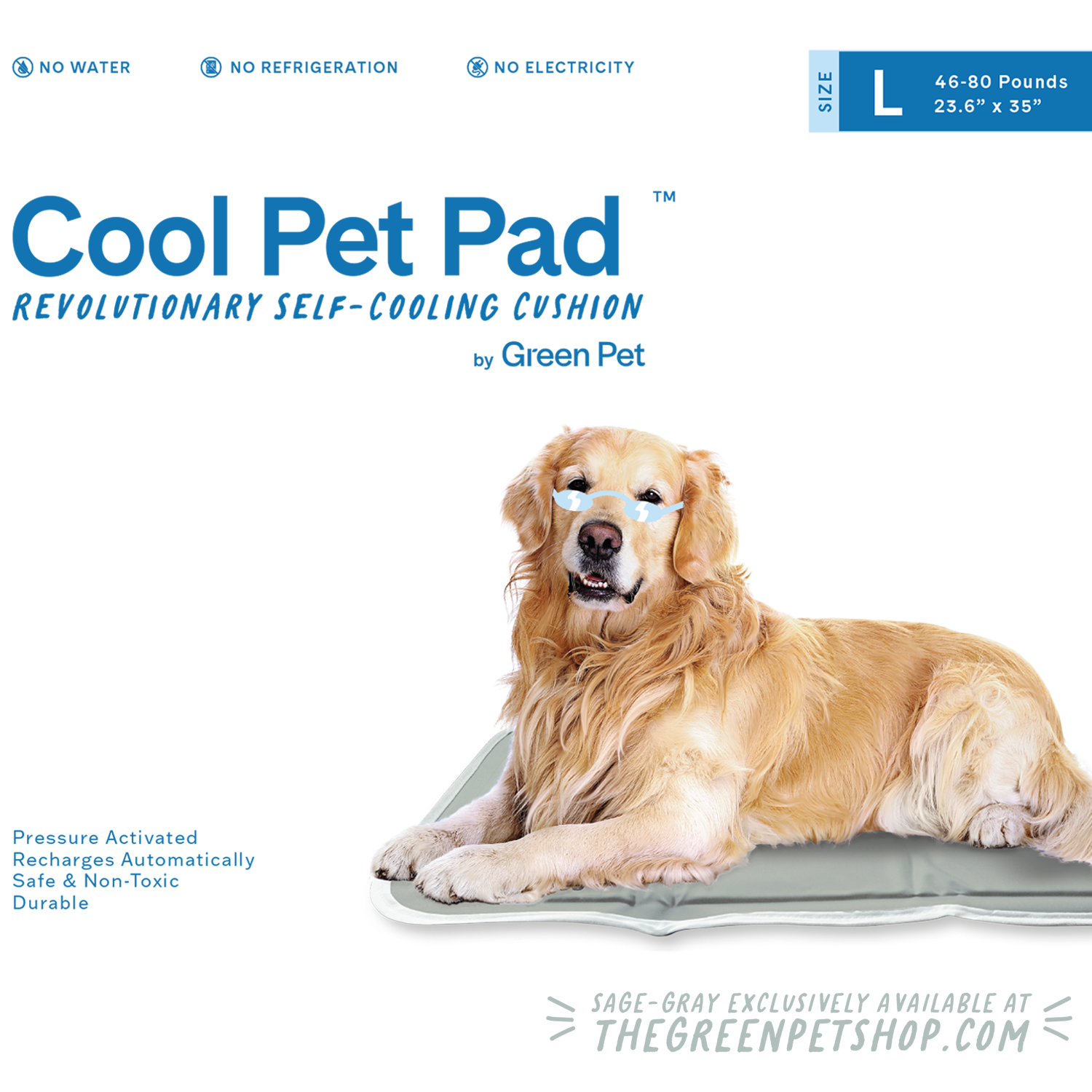  Chillz Dog Cooling Mat, Large - Pressure Activated